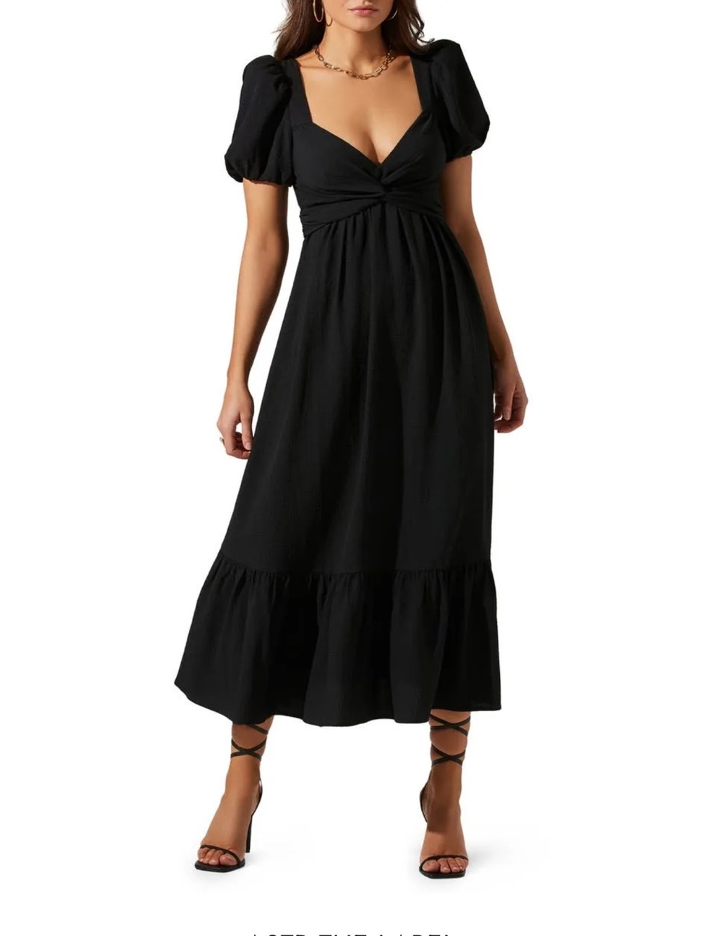 Astr The Label Twist Bust Tie Back Midi Dress in black size M